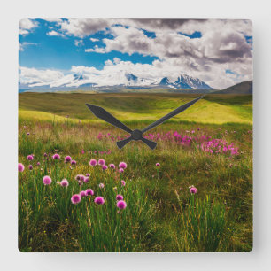 Blumen Altai, Sibirien, Russland Quadratische Wanduhr