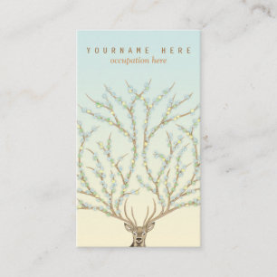 Blumen antlers head deer woods god illustration visitenkarte