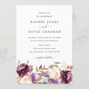 Blumen-Aquarell-Blüten-Hochzeitseinladung Einladung