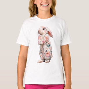 Blumen-Aquarell-Hasen-Garten Kinder T-Shirt