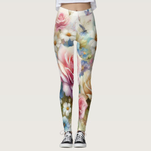 Blumen-Aquarell in zarten Pastellfarben  Leggings