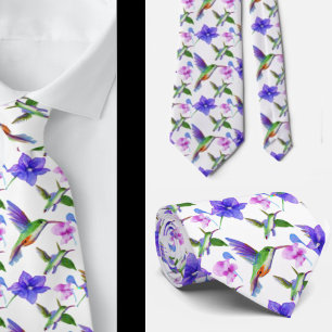 Blumen-Aquarell-Kolibri-Blumen-Halstuch Krawatte