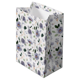 Blumen-Aquarell-Lila-Muster Mittlere Geschenktüte