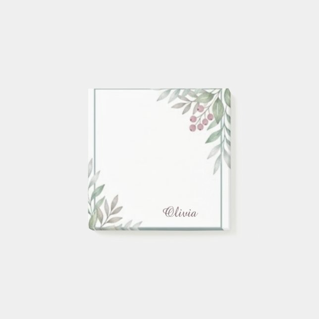 Blumen-Aquarell personalisierte Haftnotizen Post-it Klebezettel (Vorderseite)