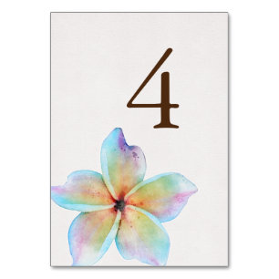 Blumen-Aquarell-Plumeria-Terrakotta-Hochzeit Tischnummer