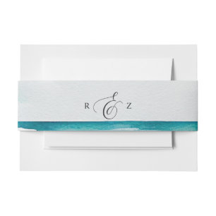 Blumen-Aquarell Strand Szene Sommerhochzeit Einladungsbanderole