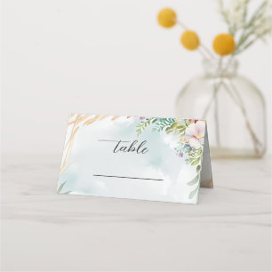 Blumen-Aquarell Strand Szene Sommerhochzeit Platzkarte