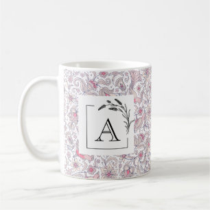 Blumen-Arabesken-Monogramm Klassischer Becher Kaffeetasse