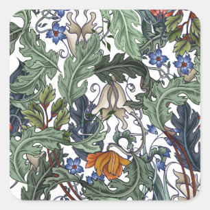 Blumen, Art Deco, modern, nahtlos. Quadratischer Aufkleber