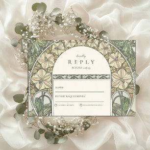Blumen Art Nouveau Grünzeug Hochzeit RSVP Karte