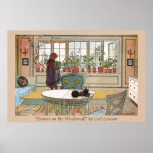Blumen auf dem Kunst-Druck Windowsill-Karls Poster