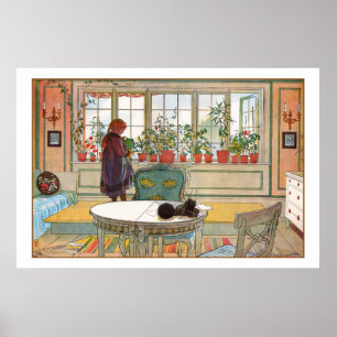 Blumen auf dem Windowsill durch Karl Larsson Poster
