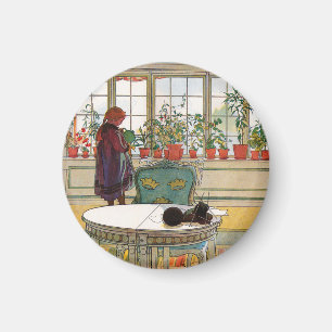 Blumen auf der Fensterbank von Carl Larsson Magnet