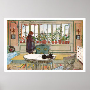 Blumen auf der Fensterbank von Carl Larsson Poster