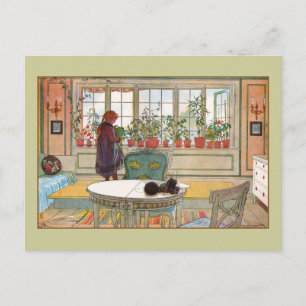 Blumen auf der Fensterbank von Carl Larsson Postkarte