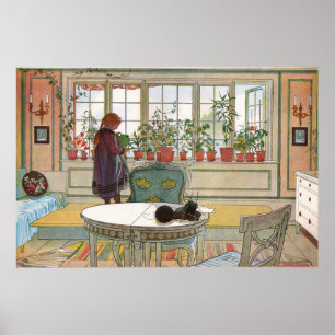 Blumen auf der Fensterbank von einem Zuhause Carl Poster