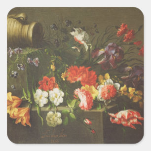 Blumen auf einer Leiste, 1665 Quadratischer Aufkleber