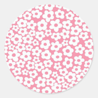 Blumen auf Rosa Runder Aufkleber