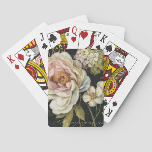 Blumen auf Schwarzem Spielkarten