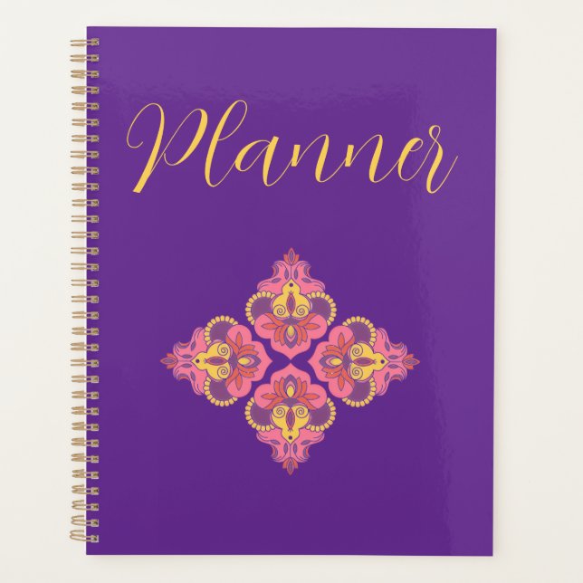 Blumen auf violetter Spirale  Planer (Vorderseite)