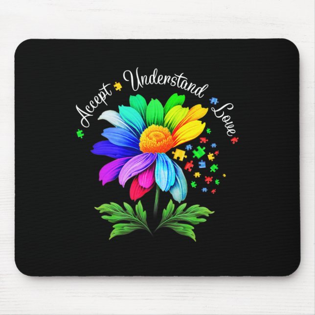 Blumen-Autismus-Bewusstsein Gänseblümchen-Blume Fü Mousepad (Vorne)