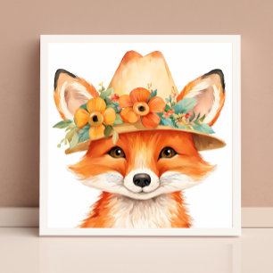 Blumen-Baby-Fuchs-Kinderzimmer-Wandkunst Poster