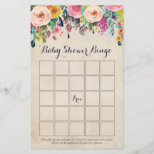 Blumen-Baby-Shower-Bingo-Spielkarten, Vintage