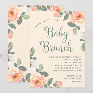Blumen  BabyBrunch des hübschen Pfirsich- Einladung
