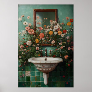 Blumen-Badezimmer-Druck, Botanischer Badezimmer-Bl Poster