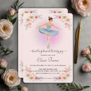 Blumen-Ballerina im Wasserfarbenstil - Baby Shower Einladung