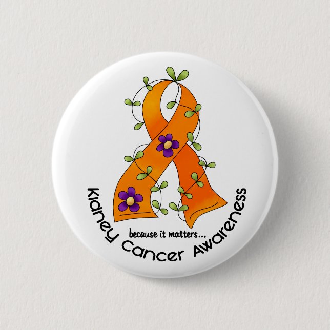 Blumen-Band NIEREN-KREBS (mit orange Band) Button (Vorderseite)