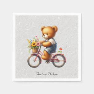 Blumen-Bär-mit-Fahrrad-Servietten Serviette