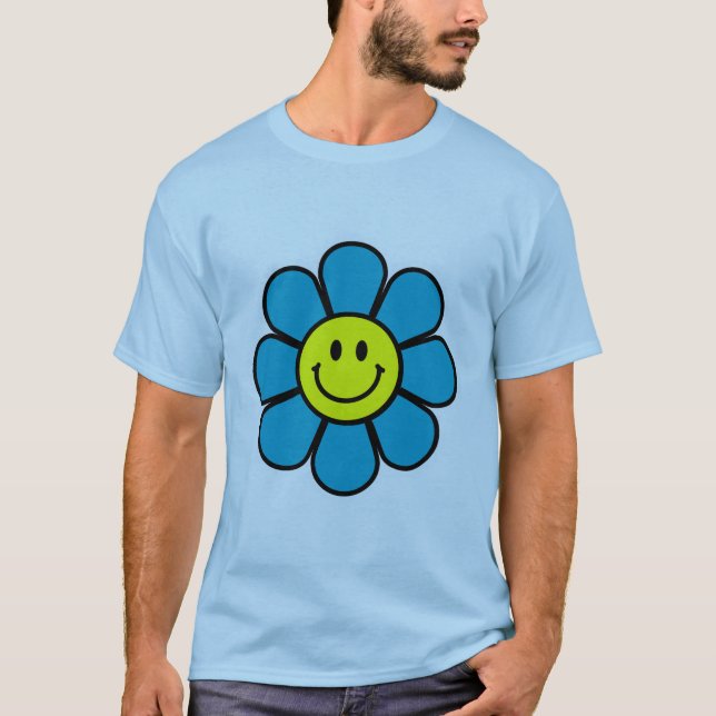 Blumen Basic T-Shirt (Blau) (Vorderseite)