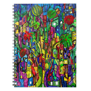 Blumen-Baum im Häusermeer. Notizblock