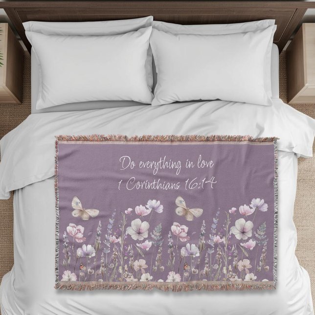 Blumen-Bibel-Vers-Wurfdecke Decke (Von Creator hochgeladen)