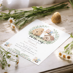 Blumen-Bienenstöcke und kleine Biene Baby Shower Einladung