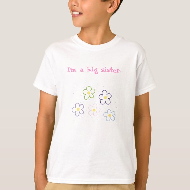 Blumen, bin ich eine große Schwester T-Shirt (Vorderseite)