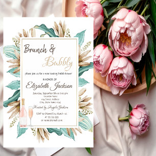 Blumen Blätter Brunch & Sekt Brautparty Einladung