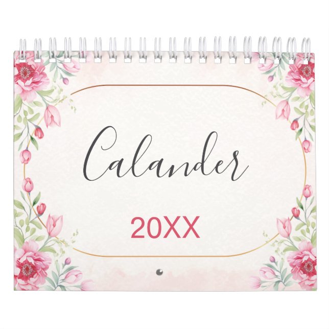 Blumen, Blätter Gold Design Kalender (Titelbild)