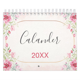 Blumen, Blätter Gold Design Kalender