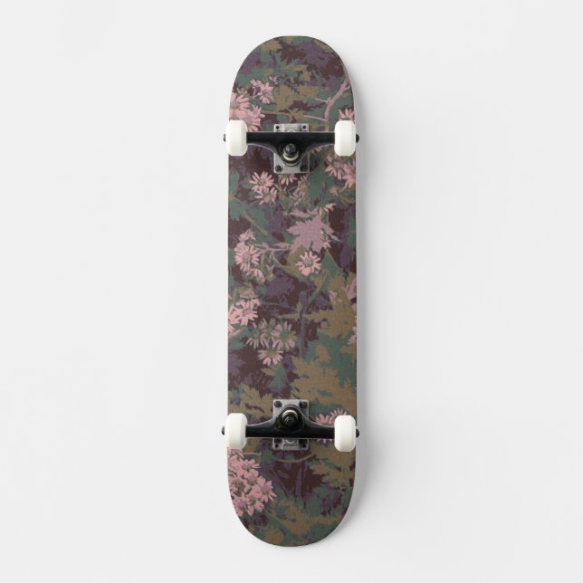 Blumen, Blätter und Tarnung Skateboard (Vorderseite)