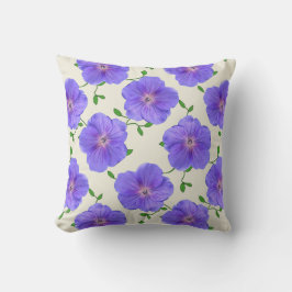 Blumen-blaue Pelargonie auf irgendeiner Farbe Kissen