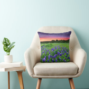 Blumen   Bluebonnets bei Sunset Texas Kissen