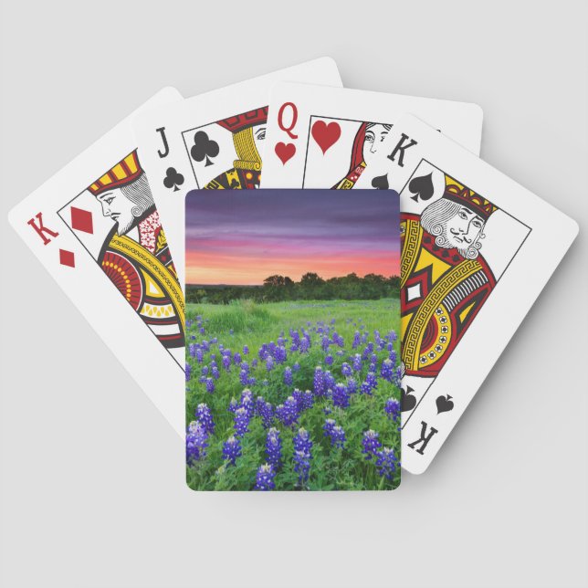 Blumen | Bluebonnets bei Sunset Texas Spielkarten (Rückseite)