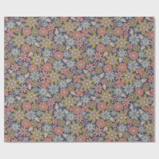 Blumen blühen & blühen in Korallen, Blau & Grün Geschenkpapier