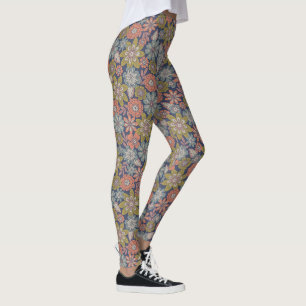 Blumen blühen & blühen in Korallen, Blau & Grün Leggings