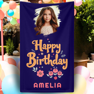 Blumen Blumen Alles Gute zum Geburtstag Handletter Banner