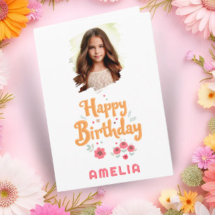 Blumen Blumen Alles Gute zum Geburtstag Handletter Karte