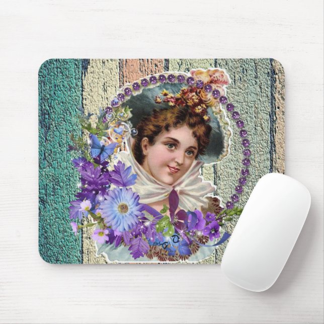 Blumen Blumen Vintage Lady Mauspad! Mousepad (Mit Mouse)