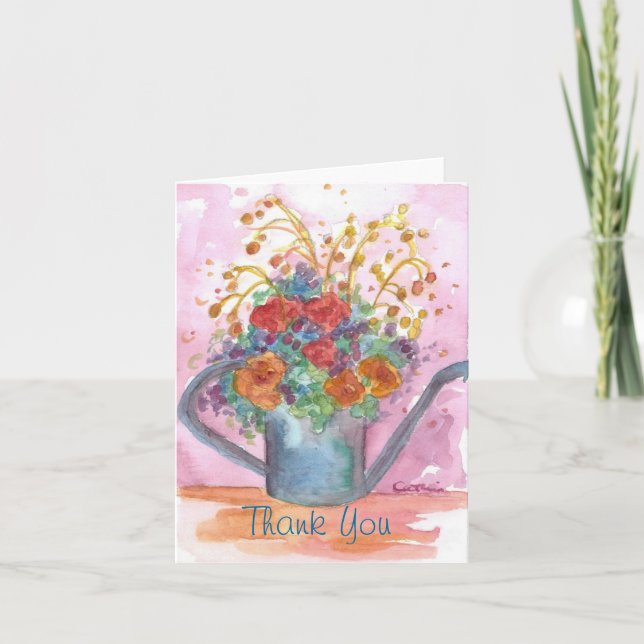 Blumen-Blumenstrauß-danken antike Dankeskarte (Vorderseite)